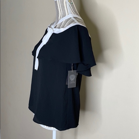 NWT Vince Camuto Colorblock Halter Blouse XS - Picture 4 of 13